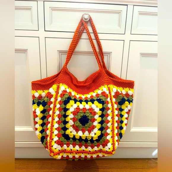NWOT Crochet Granny Squares Tote Bag - Picture 1 of 3